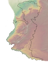 Mapa hipsometryczna ukazująca ukształtowanie terenu Parku Krajobrazowego Łuk Mużakowa